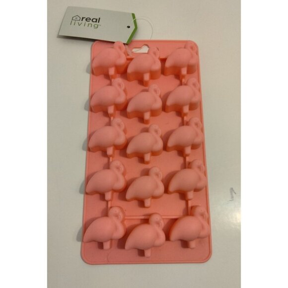 Pink Flamingo Silicone Ice Tray 15 cubes Luau Beach Tropical Coastal Barbiecore - Picture 2 of 4